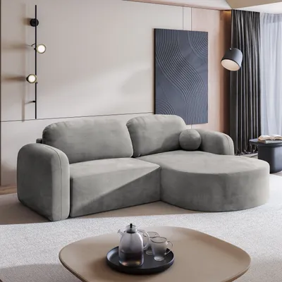 Produktbild von Masseno Ecksofa AMILIA M mit Schlaffunktion L-Form, Sofa mit Bettkasten, Wohnzimmersofa, Couch, Soffa, Bettsofa, Couchgarnitur- Hellgrau, MONOLITH 84