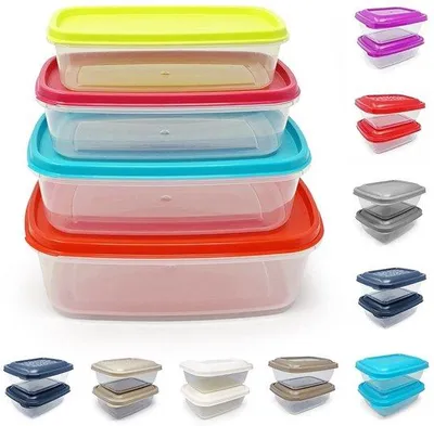 Productafbeelding van Set van 4 Stapelbare Voedselopslagcontainers met Deksel