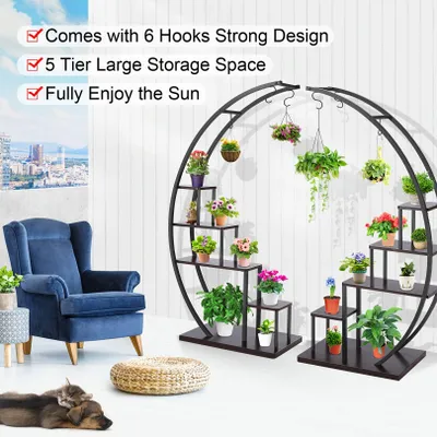 Produktbild von Pflanzenständer - Blumenregal - Pflanzentreppe - Pflanzenregal - Indoor-Pflanzenhalterung - 5-stöckig, aus Metall