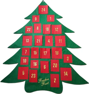 Produktbild von Adventskalender zum Befüllen  - Tannenbaum -  grün rot gold - 12420