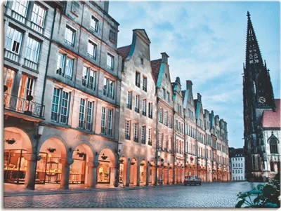 Produktbild von ARTland Leinwandbild Münster Skyline Abstrakte Collage III Größe: 60x45 cm