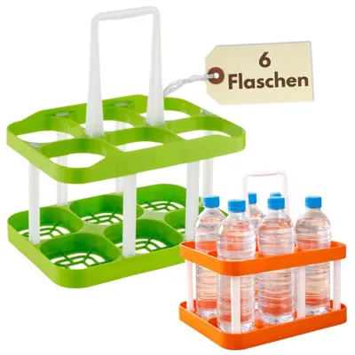 Produktbild von Flaschenträger 6 Flaschen Flaschentasche Kunststoff Flaschenkorb Höhenverstellbar Flaschenständer Flaschen Organizer Getränkekorb Flaschenaufbewahrung Bierträger