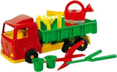 Produktbild von Robustes Kipplaster Spielzeugset für Kinder mit Gartengeräten für Sandkasten und Garten