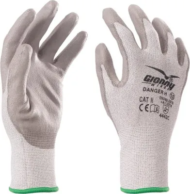 Produktbild von PAYPER Schnittschutzhandschuh DANGER H – Level C (TDM) – HPPE-Feinstrick mit PolyurethanBeschichtung – EN 388 Arbeitshandschuh für Montage, Metall & Glas GRAU 8