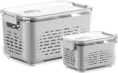 Immagine prodotto di Set di contenitori per frigorifero per frutta e verdura, 2 pezzi, 1,8 L e 9 L, con coperchio