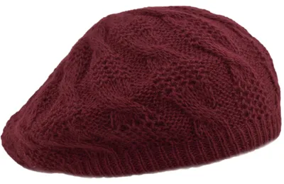 Produktbild von Strickmütze aus Angora für Damen in Bordeaux
