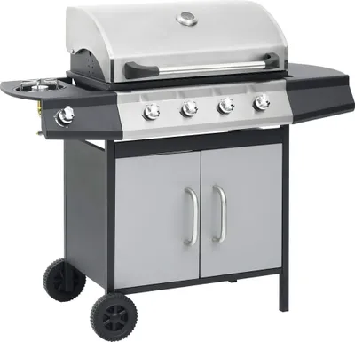Produktbild von vidaXL Gasgrill 4+1 Flammen Schwarz und Silbern Stahl & Edelstahl