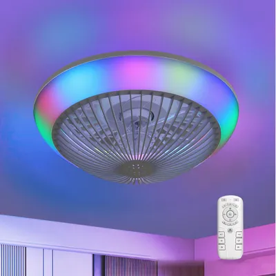 Produktbild von Sofucor Deckenventilator mit RGB-Beleuchtung, Gleichstrommotor, 38 cm, 7 ABS-Flügel
