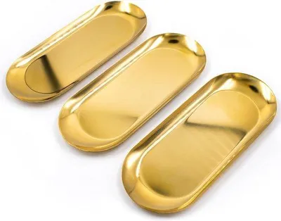Immagine prodotto di Set decorativo da tavola in acciaio inossidabile - 3 pezzi - 22 x 9 x 1 cm - Vassoio portaoggetti per cucina e bar