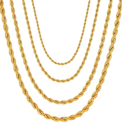 Imagen del producto de Collar trenzado, fabricado en acero inoxidable, de 2 mm a 5 mm de grosor, joyería para hombres y mujeres