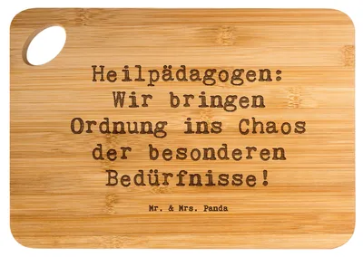 Produktbild von Mr. & Mrs. Panda Schneidebrett Spruch Heilpädagogin Chaosordnung - Transparent - Geschenk, Dankeschön, Unterstützung, Berufspassion, schneidbrett, Anerkennung, Geduld