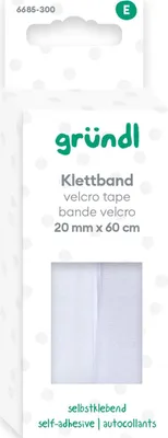Produktbild von Gründl Klettband selbstklebend 20 mm x 60 cm weiß