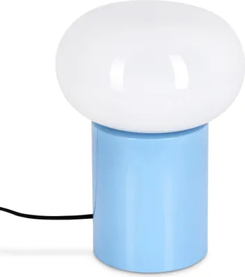 Produktbild von Baressa moderne Nachttischlampe aus Metall/Glas in Blau/Weiß