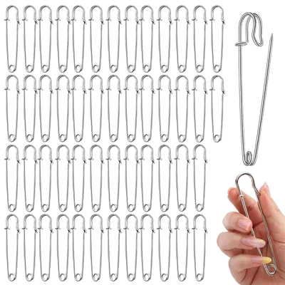 Sicherheitsnadeln groß 65 mm, 50 Stück, robust, silber