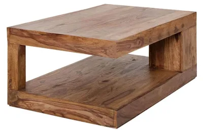 Productafbeelding van Salontafel GRADI 90 cm van massief Sheesham-hout - Rechthoekige salontafel met opbergruimte