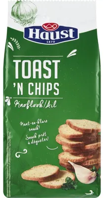 Obrázok produktu pre Haust Toast en Chips Knoflook 125 g – Chrumkavé cesnakové pochutiny na namáčanie