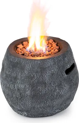 Produktbild von Blumfeldt Andros Gas-Feuerstelle, Feuerschale, Heizstrahler & Feuerstellen 40.000BTU/13kW Feuerstelle mit , Edelstahlbrenner, Heizstrahler Gas,grau-weiß