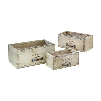 Produktbild von Kobolo Trendige Pflanzschublade im angesagten Vintagelook Schublade zum Bepflanzen aus Holz mit Folie ausgeschlagen S/3