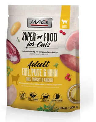 Image de MAC's CAT Croquettes Adulte Canard, Dinde & Poulet 300g