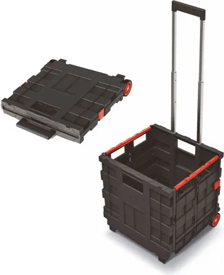 Produktbild von Kunststoff Einkaufstrolley CART T klappbar mit Rädern - 35 L - Transportbox fahrbar mit Teleskopgriff - Einkaufskorb Einkaufswagen rollbar klappbar Transport Einkauf Box Wagen Korb