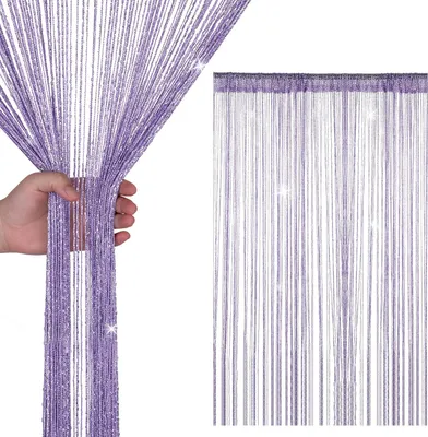 Produktbild von Drahtvorhang Lichtlila mit Glitter, 90 x 200 cm, Fliegengitter, Türvorhang, für Tür und Fenster