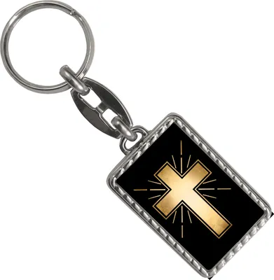 Produktbild von Kreuz Schlüsselanhänger mit Bordüre mit christlichem Symbol