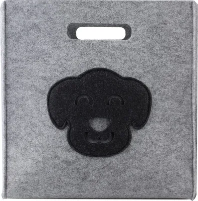 Produktbild von SILUK Filzkorb Korb Ordnungsbox Kinder Aufbewahrungsbox Spielzeugkiste für Kinderzimmer Spielzeug Faltbar (33x33x33) Aufbewahrung im Kallax Regal (Grau, Hund)