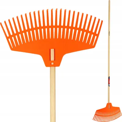 Produktbild von KADAX Rechen für Gras und Blätter, breite Harke mit langem Stiel aus Holz, 160cm