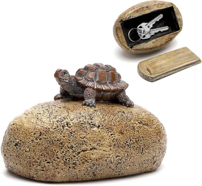 Imagen del producto de Caja para llaves, camuflada como una piedra, resistente a la intemperie, de plástico, para uso en exteriores