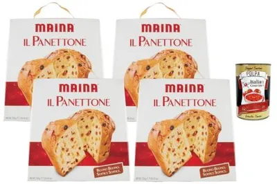Produktbild von Maina Italian Gourmet Maina Panettone 4x 750g mit Rosinen & kandierten Früchten