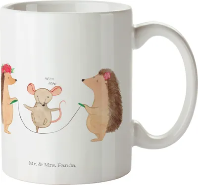Produktbild von Mr. & Mrs. Panda Pott Igel Seilhüpfen - Weiß - Geschenk, Kinder, Plastikbecher, Kindergarten, Kindertasse, Maus, Seilspringen, Trinklernbecher, Haferl, Lustige Sprüche