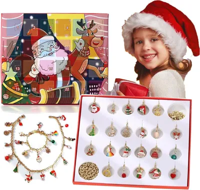 Produktbild von Adventskalender 2025 fš¹r M?dchen, 24-Tage-Countdown-Kalender, Schmuckherstellungsset, Weihnachts-Blindbox