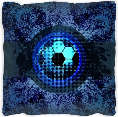 Produktbild von Wallario Premium Kissen, weiche Oberfläche, mit Motiv Fußball Design - Abstraktes Muster in blau, Größe: 30 x 30 cm, mit weißer Rückseite