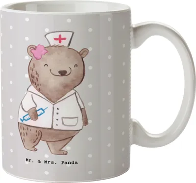 Produktbild von Mr. & Mrs. Panda Trinkbecher Anästhesistin Herz - Grau Pastell - Geschenk, Krankenhaus, Studium, Kaffeetasse, vor Der OP, Tasse, Kaffeebecher, Anästhesie, Jubiläum, nach