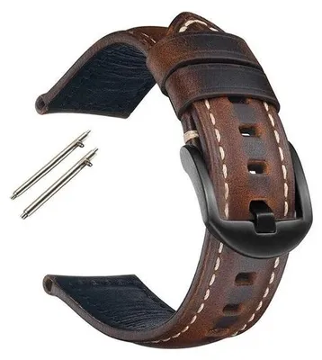 Zdjęcie produktu dla Uniwersalny pasek skórzany 22 mm, ciemnobrązowy – czarna klamra