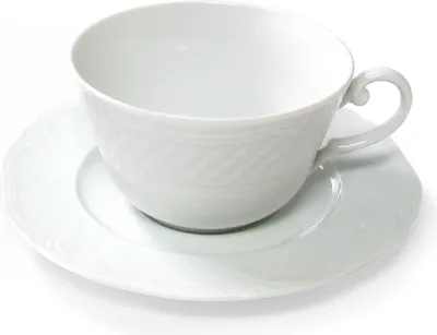 Image de H&H 4373863 Arianna Tasse à déjeuner avec assiette en porcelaine, blanc