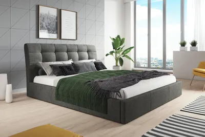 Obrázek produktu pro Čalouněná postel 160x200 šedá tkaná postel s dřevěným lamelovým roštem a úložným prostorem