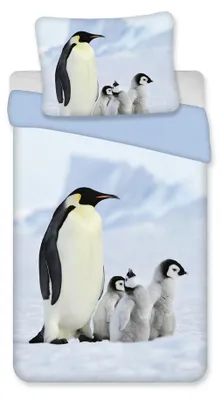 Freigestellte Produktansicht vom Bettwäsche Set mit Pinguin 135 x 200 cm + 80 x 80 cm 100% Baumwolle