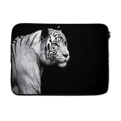 Produktbild von MuchoWow® Laptop Hülle 14 ZollTierprofil Tiger in schwarz und weiß Laptoptasche - Laptoptasche - Stoßsicher - Schutzhaube