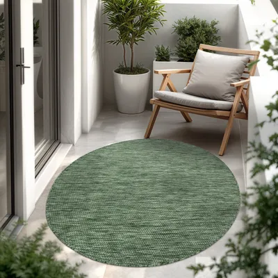 Produktbild von In- & Outdoor Teppich Flachgewebe einfarbig modern wetterfest für Terrasse Küche Grösse 80 cm Rund