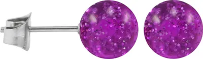 Produktbild von Ohrstecker Chirurgenstahl Glitterkugel Größe - 5 mm Farbe - Lila