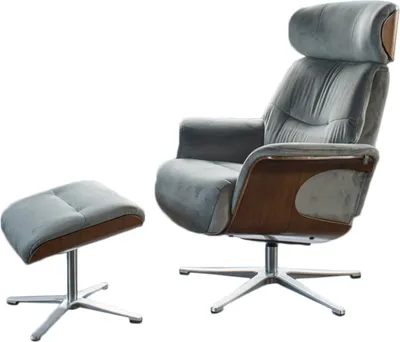 Produktbild von KAWOLA Sessel TOSAR Relaxsessel drehbar Velvet steingrau mit Hocker