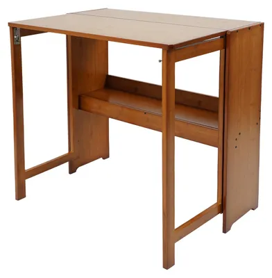 Image de Bureau pliable compact - Bureau pour télétravail - Structure en bois - Gain de place - Idéal pour le bureau, le salon ou la chambre