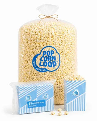 Produktbild von Popcorn Sack salzig 1,4 kg ca. 50L + 35 Stk. Popcorntüten S