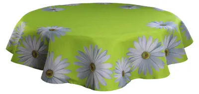 Produktbild von Tischdecke 150 cm rund grün Frühling Margeriten Blumen Mitteldecke Tischwäsche