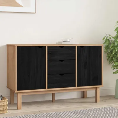 Immagine prodotto di Credenza OTTA di vidaXL, nera, 113,5 x 43 x 73 cm, in pino massiccio