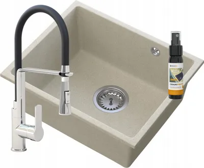 Produktbild von Manado Beige Unterbaubecken Chrome + Vegas Wasserhahn