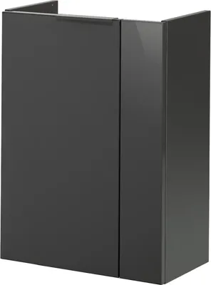 Produktbild von Fackelmann LUNA Waschbeckenunterschrank schmal Unterschrank für Waschtisch im Gäste-WC (44 cm x 60 cm x 24,3 cm) Türanschlag links SBC Badezimmerschrank hängend in Anthrazit/Schwarz