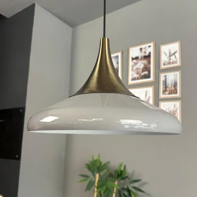 Produktbild von bamyum Hängelampe Paladin Grau Metall Ø35cm, Lampenschirm Wohnzimmer Industrial Vintage, Pendelleuchte Esstisch, Küchenlampe Hängend