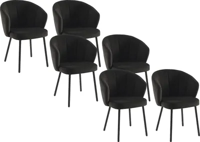 Produktbild von Stuhl 6er-Set - Stoff & Metall - Schwarz - TANURY